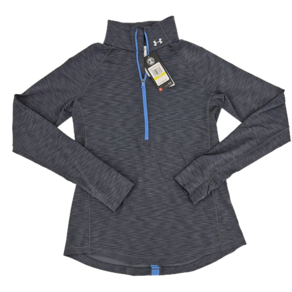 NWT Under Armour Women's Tech/ColdGear 1/2 Zip Pullover Top Grey Activewear Sz M